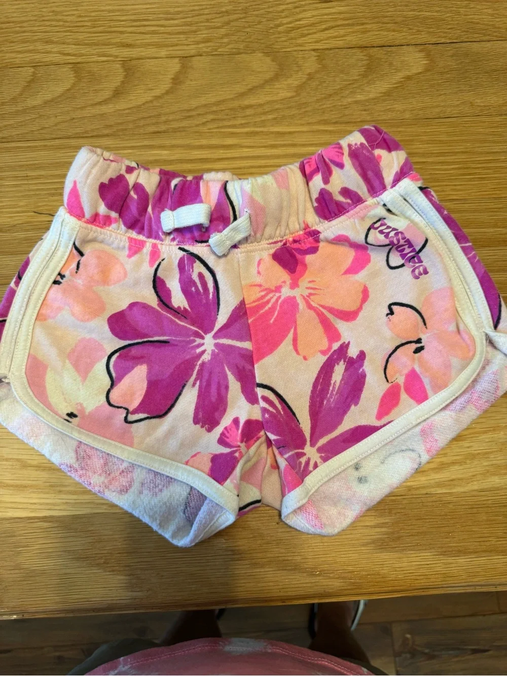 Justice Girls Pink & Purple Floral Terry Shorts